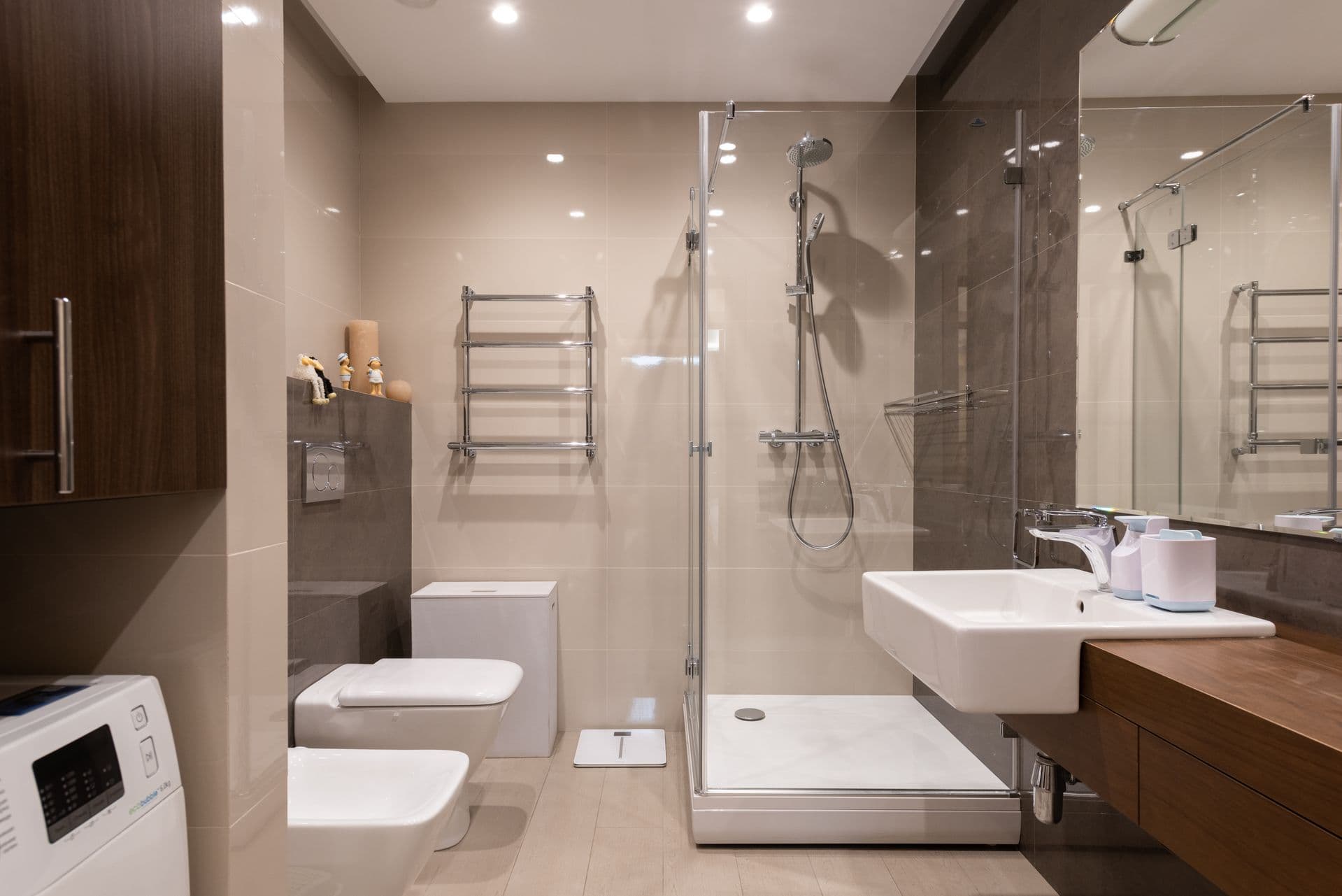 Completed bathroom shower and vanity installation